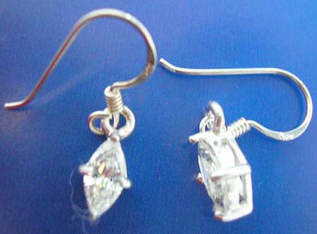 cz diamond shape earring silver sterling