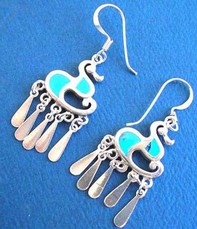  Sterling silver turquoise earring in duck design