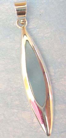  long olive sterling silver pendant with blue mother of pearl seashell or onyx gemstones gemstone inlay, randomly pick by wholesale people.