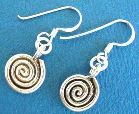  925 sterling silver earring on french wire with black silver spiral design