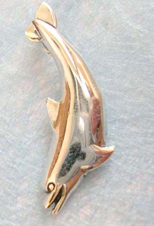  plain curved dolphin made of solid sterling silver 925 thailand made pendant