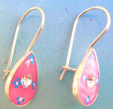  925.sterling silver clip-in enamel earring water drop shape