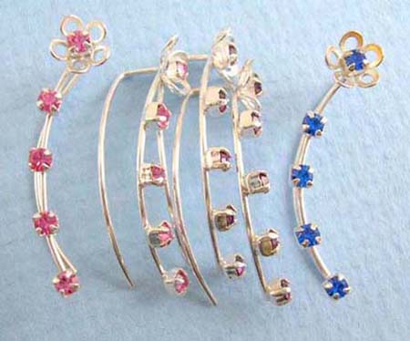  925.cz silver sterling ear threader / earring thread string