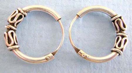  bali hoop double coil sterling silver hoop earring