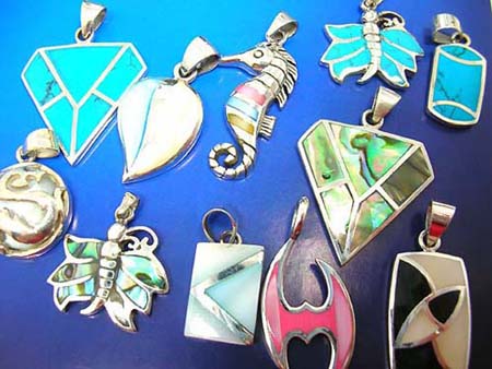 paua shell, mother of pearl shell sterling silver pendants charms