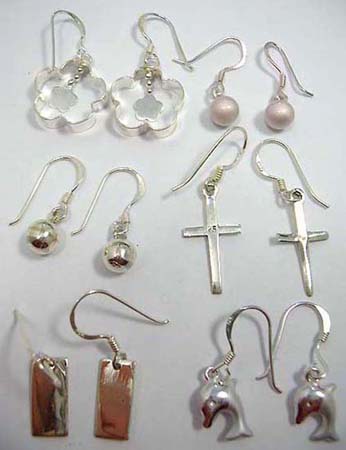 Assorted fish hook plain silver earrings