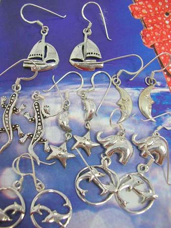 Sealife fish hoop stelring silver earrings