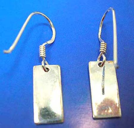  thai sterling silver earring on french wire in rectangular