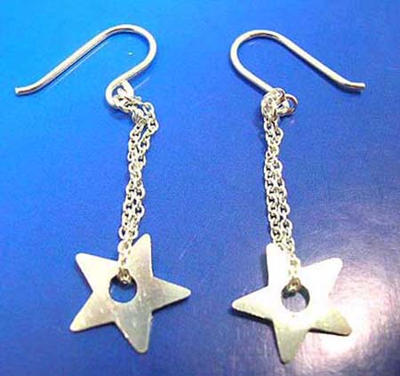  french wired hook sterling silver star earring