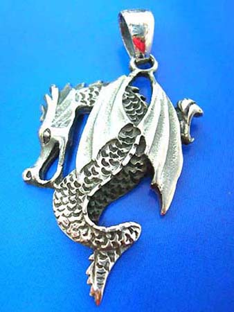  handmade jewellery flying dragon design sterling silver 925 thailand made pendant