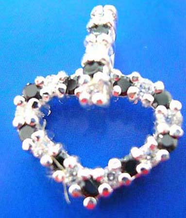  cz heart love pendant in solid 925. sterling silver setting