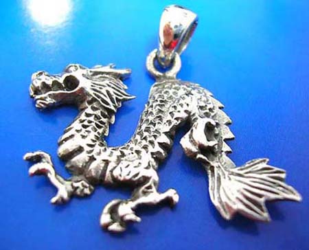  oriental cartoon running dragon design sterling silver 925 thailand made pendant