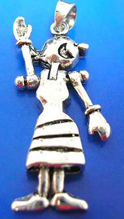  happy girl sterling silver 925 thailand made pendant with movable head, arms and legs