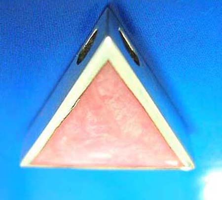  triangular pink color seashell inlay sterling silver pendant