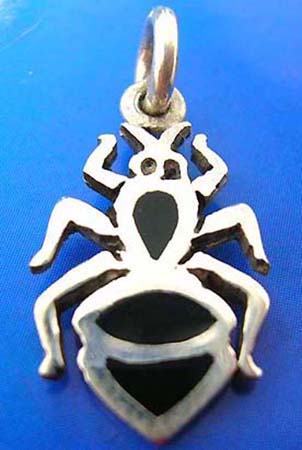 spider sterling silver pendant with onyx gemstones