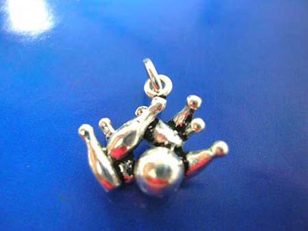  sterling silver 925 thailand made pendant in bowling outline