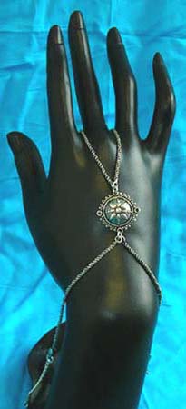  black sterling silver slave bracelet with circular mystic sign