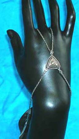  925.black sterling silver slave bracelet with triangle mystic sign