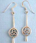 Genius Thai sterling silver earring on French wire with a silver pole though a celtic sign design