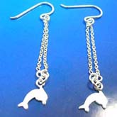 French wired hooksterling silver earring  dolphin outline