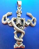 Cut-out snake on skeleton Thai silver pendant sterling 925