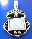 Sterling silver pendant with retangular shape mother of pearl seashell