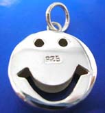 Happy face with cut-out eye hole and mouth Thai silver pendant sterling 925